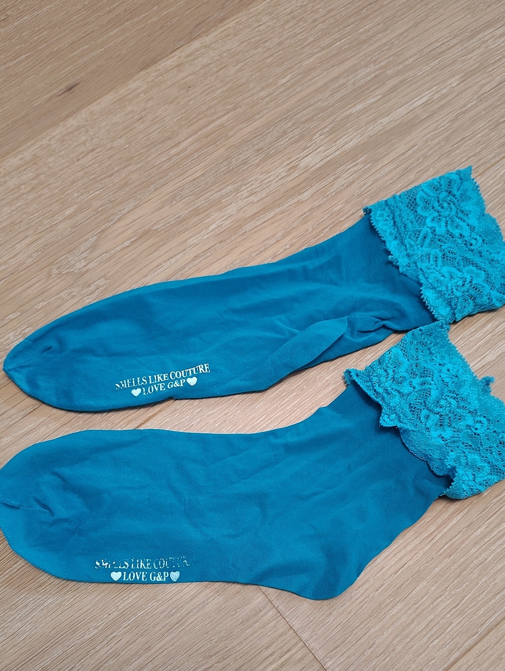 Juicy Couture Teal Lace-Trim Ankle Socks